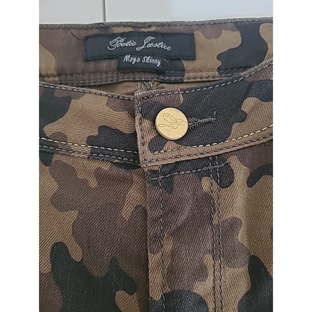 Poetic Justice Maya Skinny Womens Camouflage Green Brown Jeans Size 32R - Picture 3 of 11